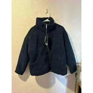 Women Polar Quilted Sherpa Jacket Navy/Cornflower Size Medium. Reversible, Warm,